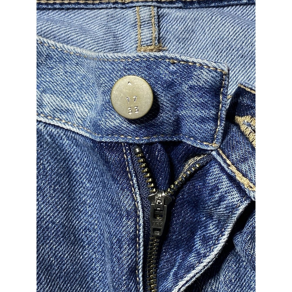 Gilded Intent Women 32 90s Straight Jeans High Rise Patchwork Blue Denim - Picture 6 of 11